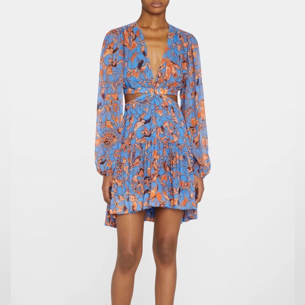 A.L.C. Silk Izzy Mini Blue Orange Dress